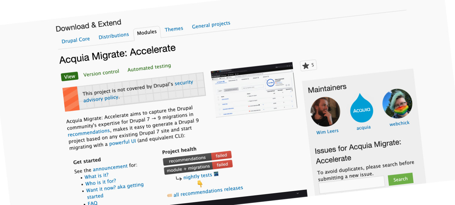 screenshot Acquia Migrate: Accelerate