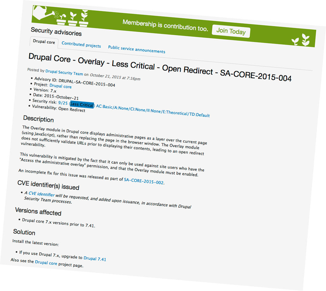 Overlay - Less Critical - Open Redirect - SA-CORE-2015-004