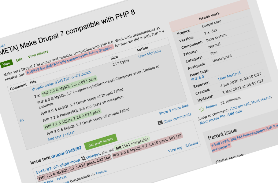 Drupal 7 con php 8