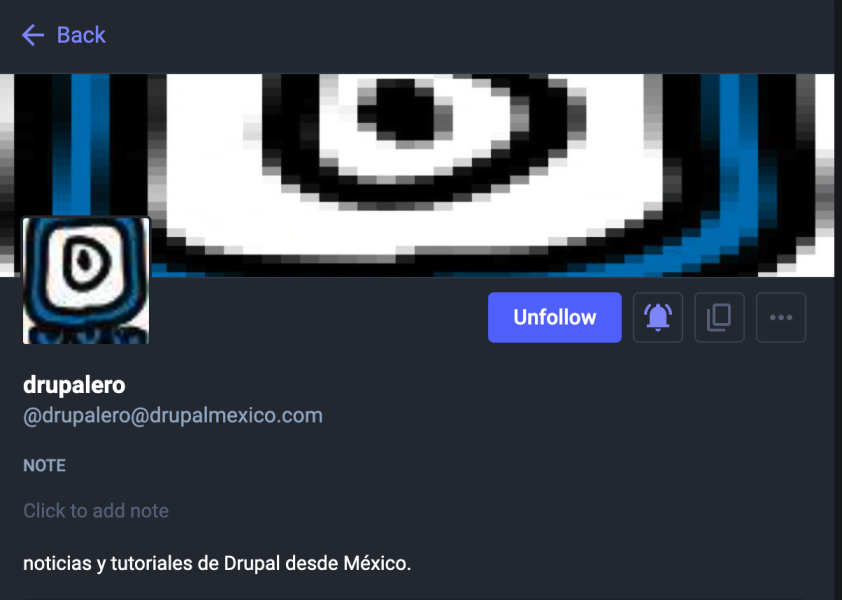 Estamos en el fediverso, estamos en Mastodon. Drupalmexico tiene cuenta.