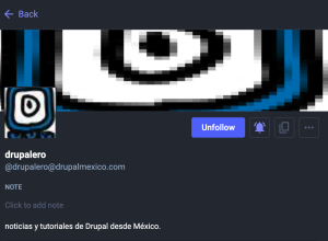 Estamos en el fediverso, estamos en Mastodon. Drupalmexico tiene cuenta.