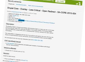Overlay - Less Critical - Open Redirect - SA-CORE-2015-004